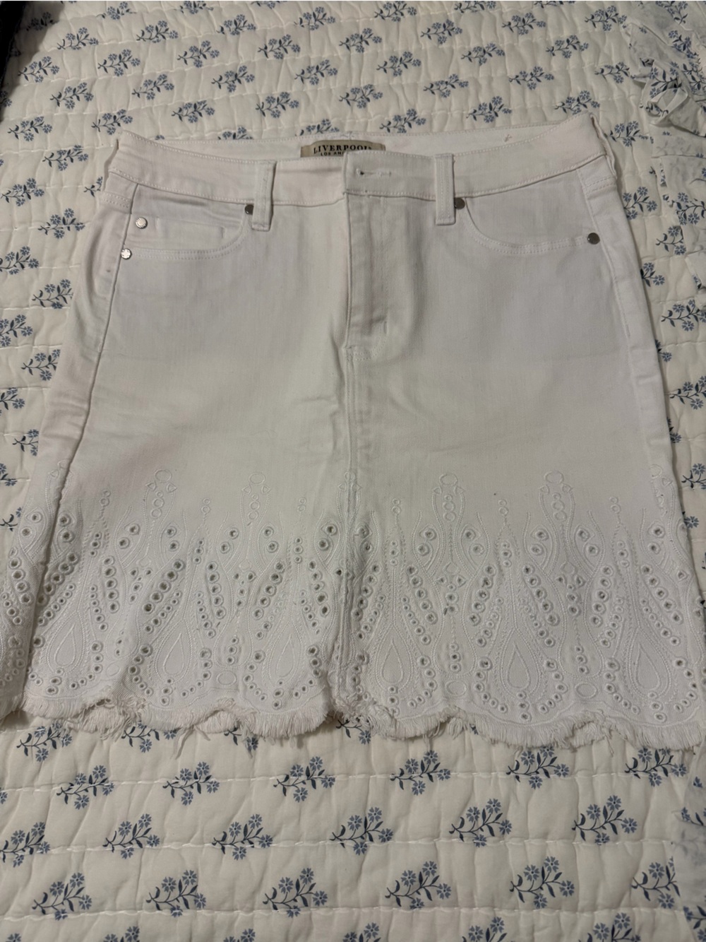Liverpool White Eyelet Strapless Skirt